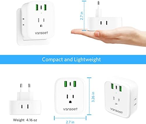 European Travel Charger Adapter Set – All-in-One International Plug Converter with 20 W USB-C Fast Charge, 4 Device Outlets & 3 Quick Charge Ports for Effortless Power in Italy, Spain, France, and Germany – Essential Gear for Global Travelers Seeking Unmatched Compatibility and Speed