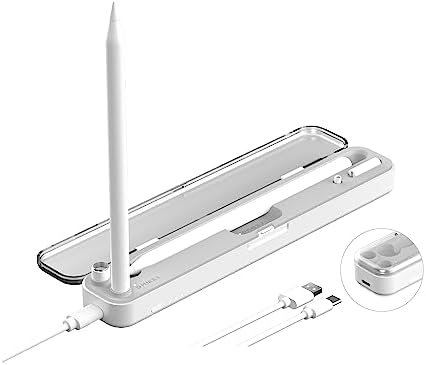Revolutionary 2-in-1 Apple Pencil Charging Case with Magnetic Lightning Dock – Ultra-Convenient Power Hub for 1 st & 2 nd Gen Models – Stylish White Finish for Optimal Portability and Efficiency Revolutionary 2-in-1 Apple Pencil Charging Case with Magnetic Lightning Dock – Ultra-Convenient Power Hub for 1 st & 2 nd Gen Models – Stylish White Finish for Optimal Portability and Efficiency