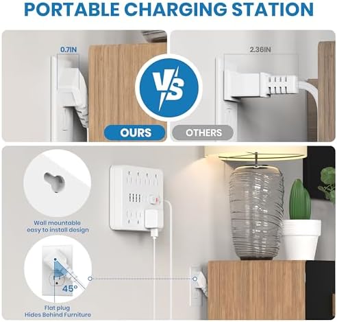 Dual Joule Loom 2-Pack Power Strip Surge Protector with 11 Outlets, 6 Fast USB Ports, 5 Ft Extension Cord, Space-Saving Flat Plug, Wall-Mount Design, Overload Safety for Home & Office Charging Stations – Ultimate Device Compatibility and Speed Enhancement