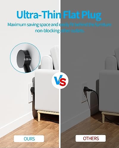 Compact Travel Power Strip with 3 AC Outlets & 3 USB Ports, Including USB-C – NTONPOWER 15-Inch Extension Cord for Ultimate Portability – Essential Charging Solution for Hotels, Airports, and Cruises – Safe Surge Protection & Space-Saving Flat Plug Design