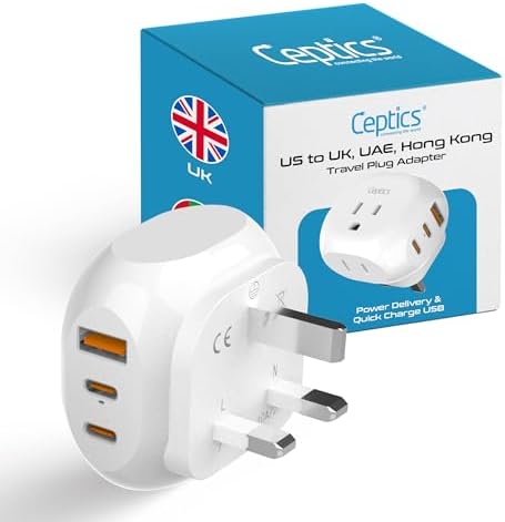 Ultra-Compact 5-in-1 Travel Power Adapter for India, Pakistan & More – Rapid Charge 3.1 Dual USB & USB-C Ports for Bangladesh & Maldives – Lightweight Design for Effortless Global Device Charging on Your Journeys