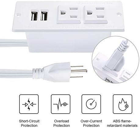 Transform Your Workspace with the Recessed Conference Power Strip Socket – Versatile 2-Outlet Charging Station with Dual USB Ports for Rapid Device Powering and Enhanced Organization in Professional Settings