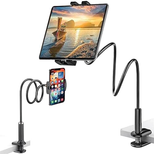 Adjustable 39in Phone & Tablet Holder – 360° Rotating Flexible Arm Mount for Bed & Desk, Universal Clamp Stand for Mobile Phones, Kindle, Galaxy Tabs, Fire Tablets, 4.7″-11″ Devices – Enhanced Compatibility and Speed