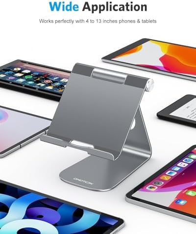 Ergonomic Adjustable Aluminum Tablet Stand – Versatile Cradle for i Pad & Samsung with Multi-Angle Viewing – Perfect for Enhanced Comfort and Productivity at Home, Office, or On-the-Go – Durable, Lightweight Design for All Tablets Up to 13 Inches