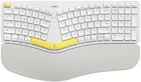 Nulea RT05 B Bluetooth Ergonomic Split Keyboard – Rechargeable Wireless USB-C Design with Cushioned Wrist Rest for Ultimate Comfort, Compatible with Windows & Mac (F-Yellow) – Enhance Your Typing Experience and Boost Productivity