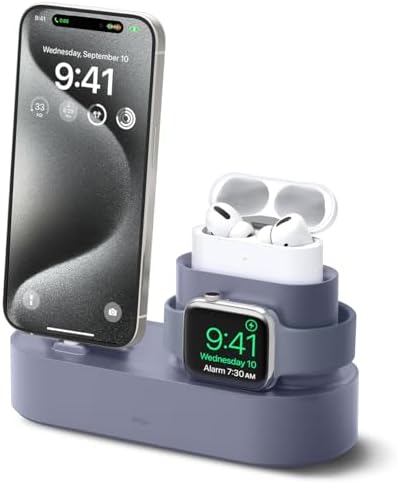 elago 3 in 1 Charging Station for Apple Devices – All-in-One Dock for i Phone, Apple Watch Series 10/9/8/7/6/5/4/3/2/1/SE, and Air Pods Pro/3/2/1 – Sleek, Space-Saving Design with Enhanced Speed and Compatibility (Original Cables Required) – Perfect for Home or Office Use