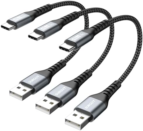 SUNGUY USB to USB C Cable 10FT[3Pack], USB A to USB C Cable 3A Type C Charger Fast Charging Nylon Braided for iPhone 16 15 Pro/Pro Max/Plus, Samsung Galaxy S23/S22/S21, USB C Devices – Enhanced Compatibility and Speed