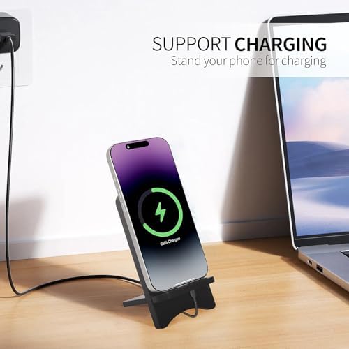 Versatile Solid Wood Phone Stand – Premium Desktop Holder for All Phone Types, Non-Slip Design with Sleek Black Finish, Ideal for Home & Office Use, Enhancing Productivity and Style