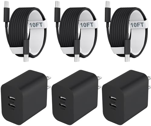 Efficient Power Boost: 20 W Dual Port USB-C Fast Charger with 6 FT USB-C to C Cable – Stylish Pink Wall Charger for i Phone 16/15 Series and Beyond – Perfect for On-the-Go Charging and Versatile Use