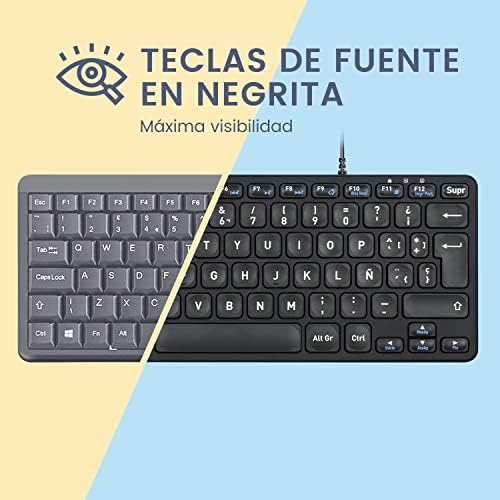 Perixx PERIBOARD-332 Compact Mini USB Keyboard – Sleek White Backlit QWERTY Spanish Layout with Silent X-Type Scissor Keys for Enhanced Typing Comfort – Perfect for Limited Desk Spaces and Effortless Plug-and-Play Setup