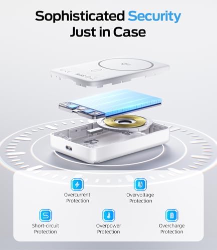 MOVE SPEED Qi2 Certified Mag Safe Battery Pack – 10,000 m Ah Ultra-Fast Charging Power Bank with Built-in Kickstand for i Phone 12/13/14/15/16 – 15 W Wireless Charging & 30 W USB-C Compatibility – Ergonomic Design for Effortless Portability and Convenience