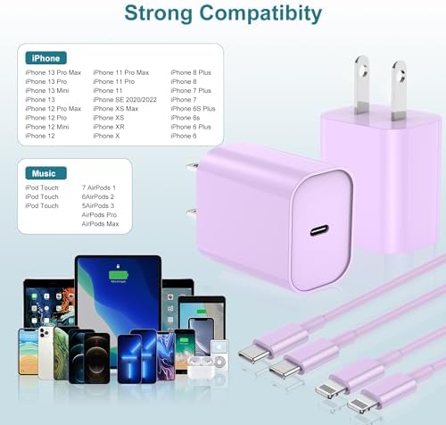 MFi Certified 20 W USB-C to Lightning Fast Charger for i Phone 14/13/12 – 6 FT Durable Cable & Power Delivery Block in Stylish Blue – Ultimate Solution for Rapid Charging of All Apple Devices Including i Pad Pro, XS, XR, 8 Plus – Optimized for Reliability and Speed