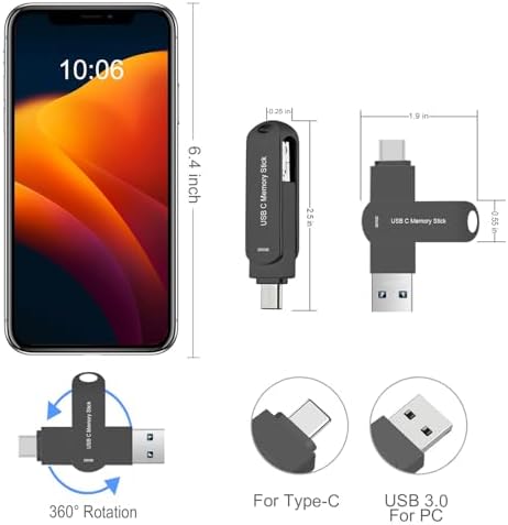 Revolutionize Your Data Management with the HUNPINS 256 GB USB C Thumb Drive – Ultra-Fast 170 MB/s Transfer Speed for Android Phones, Tablets, and PCs – Compact, Durable, and Versatile Memory Stick for Effortless File Backups and Transfers