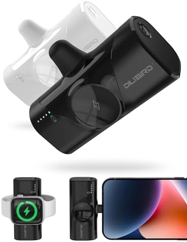 Travel Essentials Dual Mini Power Bank Set – 4500 m Ah Portable Charger for i Phone 14 & Apple Watch – Compact Fast Charging Solution in Sleek Black & White – Ideal Travel Accessory for On-the-Go Tech Users