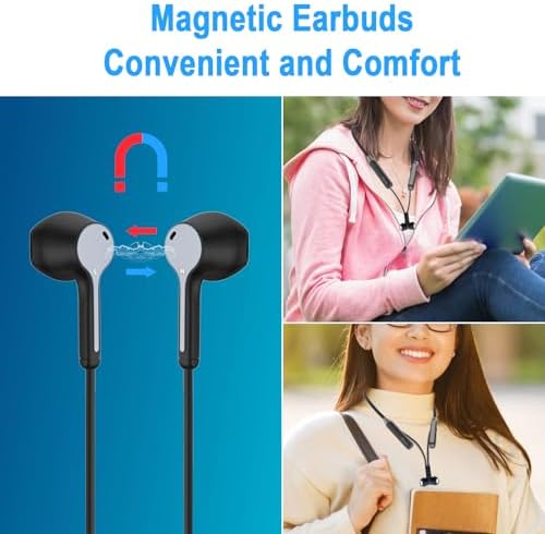 Elevate Your Audio Experience with Hmusic Neckband Bluetooth Earbuds – 30 Hours of Playtime, IPX5 Waterproof Design for Sports and Gaming – Exceptional Sound Quality & Enhanced Device Compatibility for Active Users – Wireless Comfort and Durability for Every Adventure