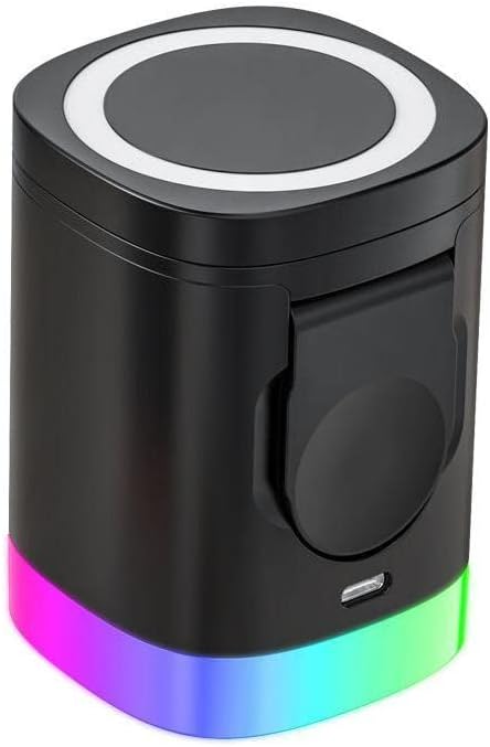 Revolutionary 3-in-1 Wireless Charging Station with QC3.0 Fast Charge Technology – Compact Black Cube for i Phones, Smartwatches, and Earbuds with Intelligent Overheat Protection and Anti-Slip Design for Effortless Home and Office Integration