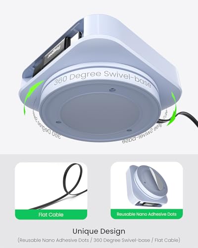 Fasgear Retractable USB C Cable Desk Mount – 60 W PD/PPS Fast Charging Type C Charger for i Phone 16/15, i Pad, Galaxy S24/S23, Google Pixel – 360° Rotatable Cable Management Solution in Sleek White – Ultimate Convenience for Tangle-Free Charging and Enhanced Device Accessibility