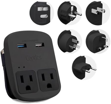 Compact Travel Power Adapter Set for Brazil, Peru & Chile – 20 W Dual USB & USB-C Charger with 2 USA Sockets – Fast Charging with Type C & N Attachments – Portable Plug Converter for Global Travelers – Stay Connected Anywhere