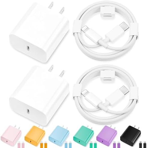 Elevate Your Charging Game with Our Apple MFi Certified 20 W Fast Charger Duo – 2 Pack USB-C Wall Adapters & 6 FT Lightning Cable for i Phone 14/13/12/11 Pro Max/Xs Max/XR/X – Stylish Vibrant Yellow for Instant Power and Convenience!