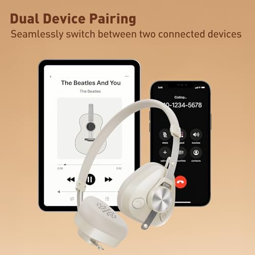 Experience the Fusion of Vintage Aesthetics and Cutting-Edge Technology with One Odio F4 Retro Wireless On-Ear Headphones – Exceptional Hi-Res Audio, Dual Bluetooth 5.4 for Effortless Connectivity, 50 Hours of Playtime, Ultra-Lightweight Design at Just 0.25 lb, and Integrated Microphone for Smooth Communication. Elevate Your Listening Experience with Distinctive Maillard Style and Unparalleled Sound Quality, Perfect for Music Enthusiasts and Casual Listeners Alike. Enjoy Seamless Wireless Freedom Without Sacrificing Audio Fidelity While Indulging in Nostalgic Elegance That Makes Every Moment Memorable. Ideal for Extended Use with Comfort in Mind, These Headphones Are a Must-Have for Those Seeking Both Style and Performance in Their Audio Gear.