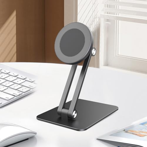 Alloy Aluminum 360° Rotatable Magnetic Suction Cellphone Stand Support Desktop Mobile Phone Holder Brace Compatible with 17mm Ball Head Cell Phone Holder – Enhanced Compatibility and Speed