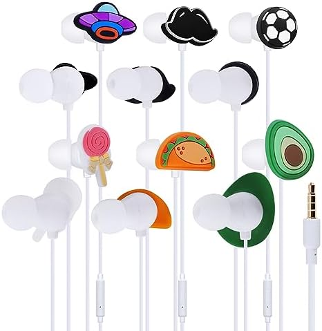 Qear Fun Cartoon Silicone Earbuds for Kids – 12 Playful Designs for School and Play, Lightweight Wired Headphones with Microphone, Durable & Comfortable In-Ear Earbuds Compatible with 3.5 mm Devices – Perfect Gift for Boys and Girls
