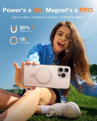 TORRAS Magnetic 10000 m Ah Portable Power Bank – Ultra-Slim Wireless Charger for i Phone with Fast Charging & Integrated O-Stand, Compatible with Mag Safe, 16 Pro Max, Pro, 15, 14, 13, 12 – Essential Travel Companion for Effortless Connectivity