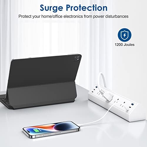 Ultimate Desk Clamp Power Strip with USB C Fast Charging, 40 W Surge Protector for Home and Office, 2 PD 20 W USB C Ports & 3 AC Outlets – Streamline Your Workspace with Enhanced Safety (ETL Listed)