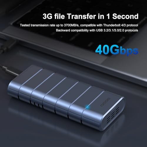GODO RGB M.2 PCIe NVMe & SATA External SSD Enclosure – Ultra-Fast USB-C Adapter with Tool-Free Installation, 10 Gbps Transfer Speed, UASP & TRIM Support, Stylish RGB Lighting for Enhanced Portability and Performance