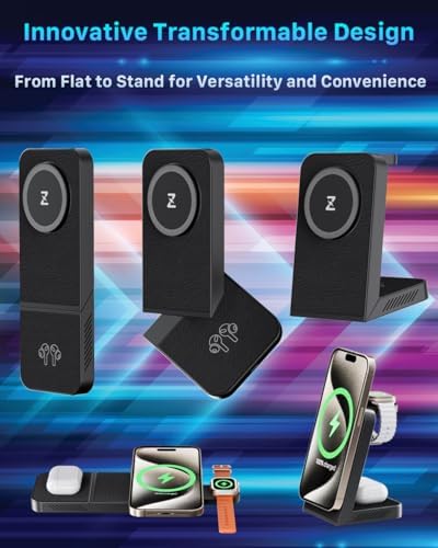 Revolutionize Your Charging Experience with the 3-in-1 Magnetic Wireless Charging Station – Fast 15 W Power for i Phone 16/15/14/13/12, 5 W Speed for Apple Watch, and Air Pods Compatibility – Includes 30 W USB-C Charger for Ultimate Efficiency and Portability – Sleek Design for Modern Spaces