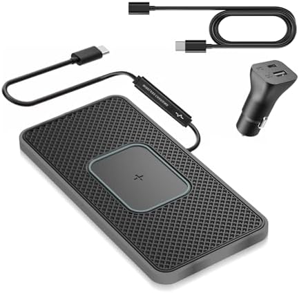 Ultimate 15 W Wireless Car Charging Pad – Fast Non-Slip Cordless Phone Charger for i Phone 11/12/13/14/15 & Galaxy S21/S22/S23/S24/NOTE10 – Convenient & Secure Vehicle Power Solution with 30 cm C1 Pro Cable for Enhanced Compatibility and Safety