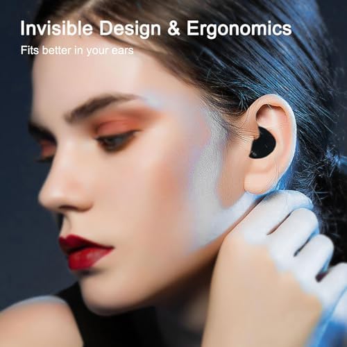 Experience Restful Nights with Invisible Sleep Wireless Earbuds – Ergonomic Earphones for Side Sleepers, Fast Charging Type-C Case, Built-in Mic for Hands-Free Use (Black) – Perfect Comfort for Quality Sleep and Relaxation