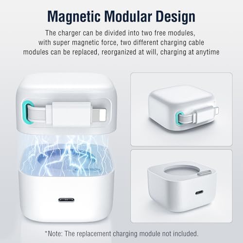 Revolutionary 35 W PD Retractable Charger for i Phone – Versatile Dual Type C Power Adapter with 31.5-Inch Cable | Fast Charging Solution for i Phone 14/13 Pro Max, i Pad, & Air Pods | Compact, Tangle-Free Design for Effortless On-the-Go Power Management