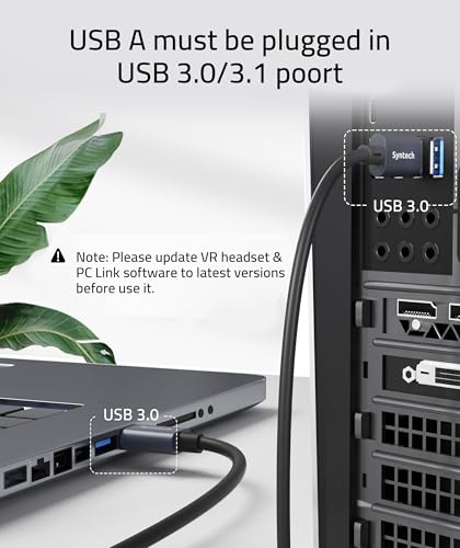 Syntech 16 FT Link Cable for Oculus Quest 3 & PCVR – High-Speed USB 3.0 to USB C Cable for Enhanced Gaming Experience – Compatible with Meta Quest 2, Pro, Pico 4 & More – Durable, Flexible Design for Seamless VR Connectivity