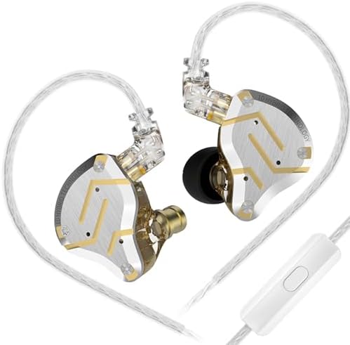 KZ ZS10 Pro Wired Gaming Earbuds – Premium 4 BA + 1 DD IEM Headphones with Microphone, Ergonomic Design for Extended Comfort, Detachable 2 PIN Cable for Versatile Compatibility, One-Button Control, Superior Sound Quality for Gamers and Audiophiles, Sleek Black Finish, Ideal for Immersive Audio Experiences