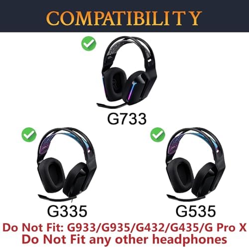SOULWIT Cooling Gel Earpads for Logitech G733, G535, G335 – Advanced Comfort & Noise Isolation Cushions for Immersive Gaming – Durable Grey Replacement Ear Pads for Enhanced Audio Performance and Extended Playtime