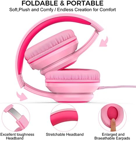 RORSOU K9 Kids Over-Ear Headphones with Microphone – Vibrant Blue Wired Stereo Headset for Ultimate Bass Experience, Ideal for School, Travel & Online Learning – 1.5 M Tangle-Free Cable for Effortless Connection with Smartphones, Tablets & MP3 Players