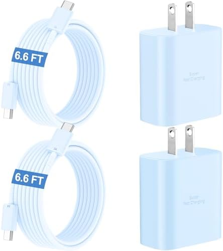 45 W Super Fast USB-C Charger with 6.6 ft Cable – Ultra-Fast Charging Adapter for Samsung Galaxy S24/S23/S22/S21/Note 20 – Stylish Deep Purple & Blue Design for Enhanced Device Performance and Safety