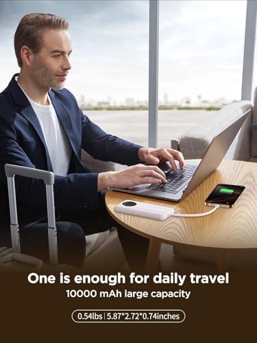 Aioneus 10000 m Ah Portable Charger with Dual Built-in Cables – High-Speed 22.5 W USB-C Power Bank for i Phone 16/15 and Samsung Galaxy S24/S10 e – All-in-One Travel Battery Pack with Intelligent LED Display and Automatic Power Off for Enhanced Device Safety and Compatibility