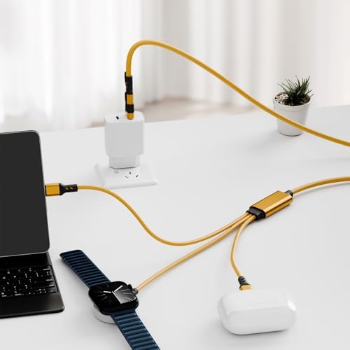 Ultimate 3-in-2 Fast Charging Cable for Apple Watch & i Phone – Versatile USB-C & Lightning Charger with High-Speed Power Delivery for Galaxy S23 – Compact, Durable Design for Effortless Travel and Multi-Device Compatibility
