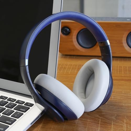 Revolutionize Your Listening with GVOEARS Navy Blue Ear Pads – Premium Protein Leather Replacement Cushions for Beats Studio Pro Wireless Headphones, Unmatched Comfort & Acoustic Excellence, Secure Adhesive for Long-Lasting Fit