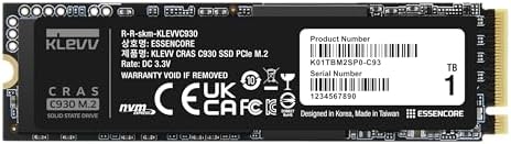 Unleash Lightning-Fast Performance with KLEVV CRAS C910 1 TB NVMe SSD – M.2 2280 Internal Drive with Heatsink for Laptops & Desktops – Experience Up to 5000 MB/s Speeds, Ideal for Gamers and Creators – PCIe Gen4 x4 Enhanced Compatibility & Reliability