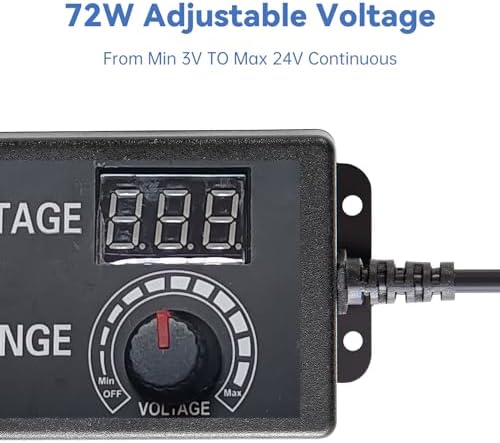 Universal 3 V-24 V Adjustable DC Power Supply Adapter – 3 A 72 W with 8 Interchangeable Tips for Ultimate Compatibility and Advanced Safety Features