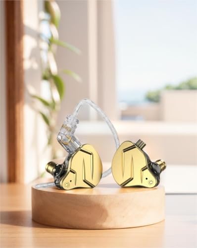 Elevate Your Audio Experience with KZ ZSN Pro X Wired Earbuds – Premium Hybrid IEMs Featuring 1 BA & 1 DD for Rich Bass and Crystal Clear Sound, Ergonomic Comfort for All-Day Wear, Detachable Cable for Personalization, Perfect for Musicians and Audiophiles, Stylish Gold Finish Enhancing Device Compatibility