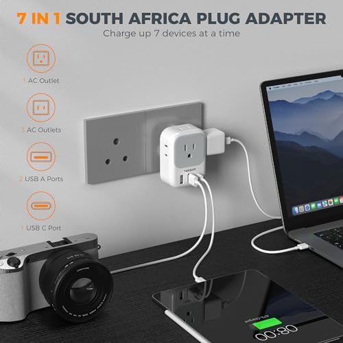 TESSAN Dual Pack European Travel Adapter with 4 AC Outlets and 3 High-Speed USB Ports – Ultimate International Power Converter for Seamless Device Charging in Italy, Spain, France, Portugal, Germany, and Iceland – Essential Travel Accessory for Modern Explorers