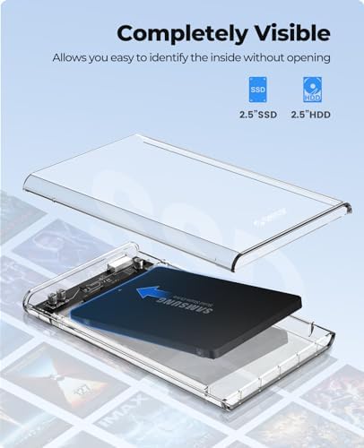 ORICO 2.5” SATA to USB 3.1 Type-C Hard Drive Enclosure – High-Speed External HDD/SSD Case with UASP Support for Seamless Data Transfer, Compatible with Mac & Windows, Ideal for 7 mm and 9.5 mm Drives – Reliable Storage Solution for Professionals and Casual Users