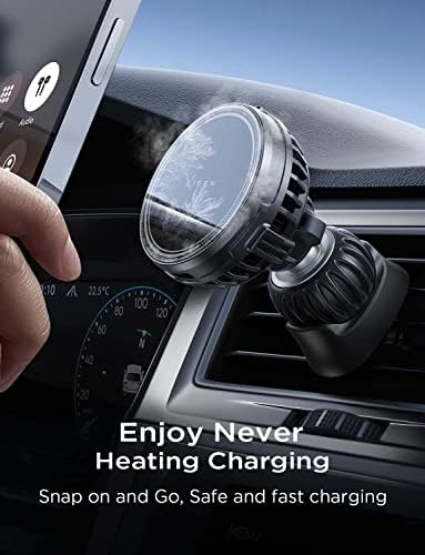 LISEN 15 W Magnetic Cooling Car Charger Mount for i Phone 16/15/14/13/12 Pro Max/Plus/Mini – Fast Wireless Charging with Integrated Fan Technology – Sleek Silver Design for Enhanced Compatibility and Optimal Device Temperature Control – Essential Automotive Accessory for On-the-Go Convenience and Efficiency