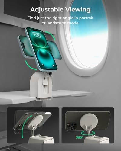 i Ottie Treker Magnetic Airplane Phone Holder – 360° Rotating Travel Mount for Smartphones with Mag Safe & Qi2 Compatibility – Ultimate Convenience for On-the-Go Navigation & Streaming – Compact & Lightweight Design for Effortless Portability