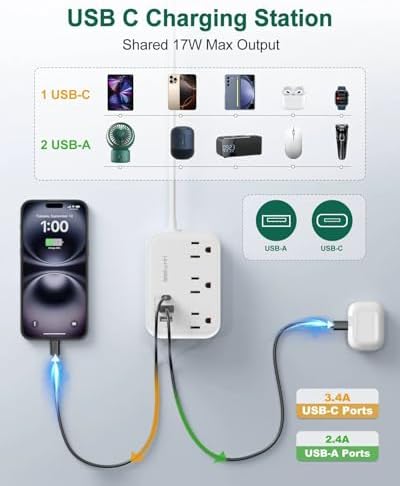 Unlock Seamless Global Connectivity with the Leekyrin Universal Power Adapter for Australia & New Zealand – 3 AC Outlets & 3 USB Ports (1 USB-C) for Fast, Reliable Charging in AU, NZ, China, Argentina, and Fiji – Perfect for Travelers Demanding Versatile Power Solutions and Enhanced Safety Features