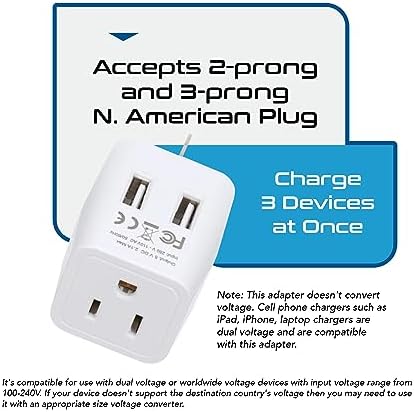 Compact Dual USB Travel Adapter for Effortless Charging in Australia, New Zealand, and China – Essential Type I Plug for Phones, Tablets, and Cameras – Quick Charge Capability with Universal Compatibility for Hassle-Free Global Adventures